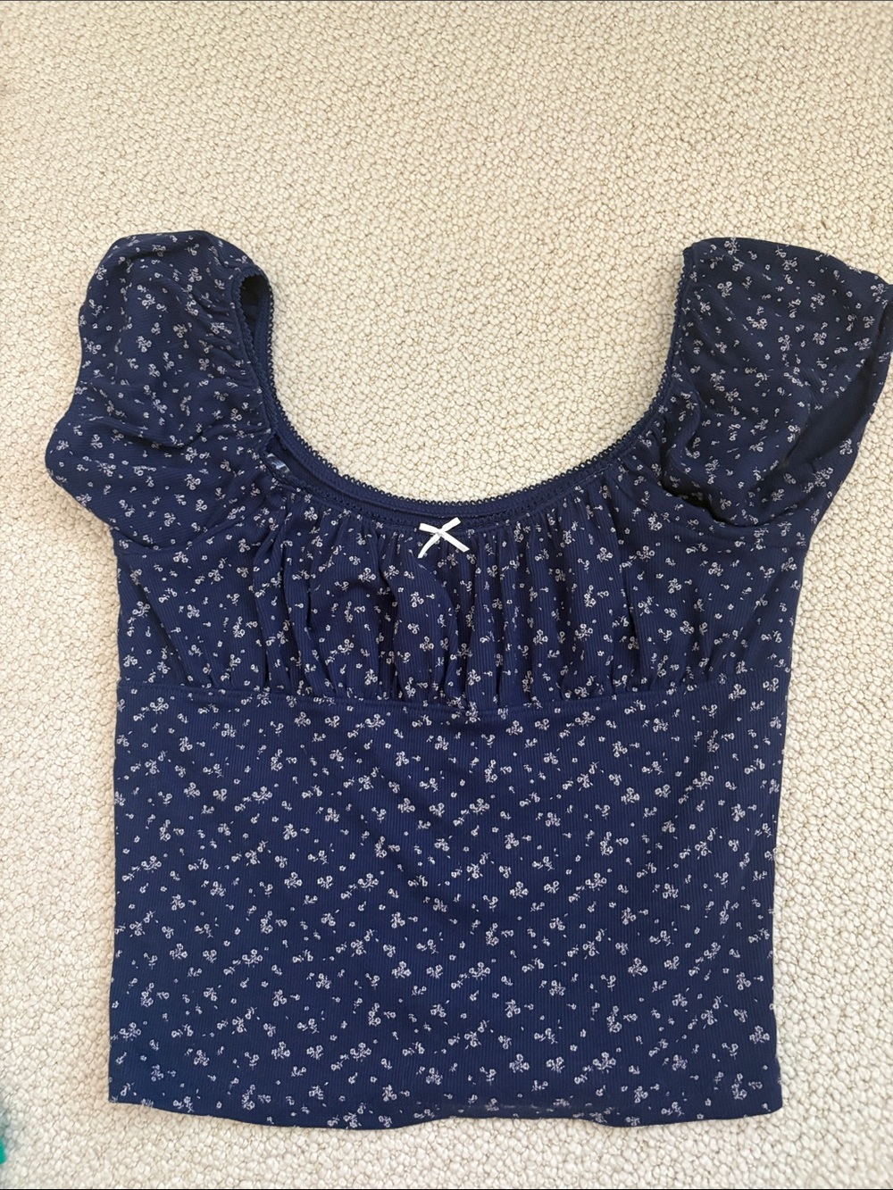 Aeropostale Navy Floral Scoop Neck Women's Top
